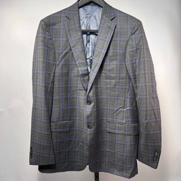 NWT Walter Morton/Hickey Freeman Men's 42L, Brown/blue Plaid Blazer,100% Wool US - Picture 3 of 5